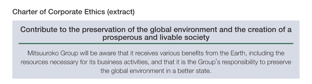 Charter of Corporate Ethics (extract) Contribute to the preservation of the global environment and the creation of a prosperous and livable society